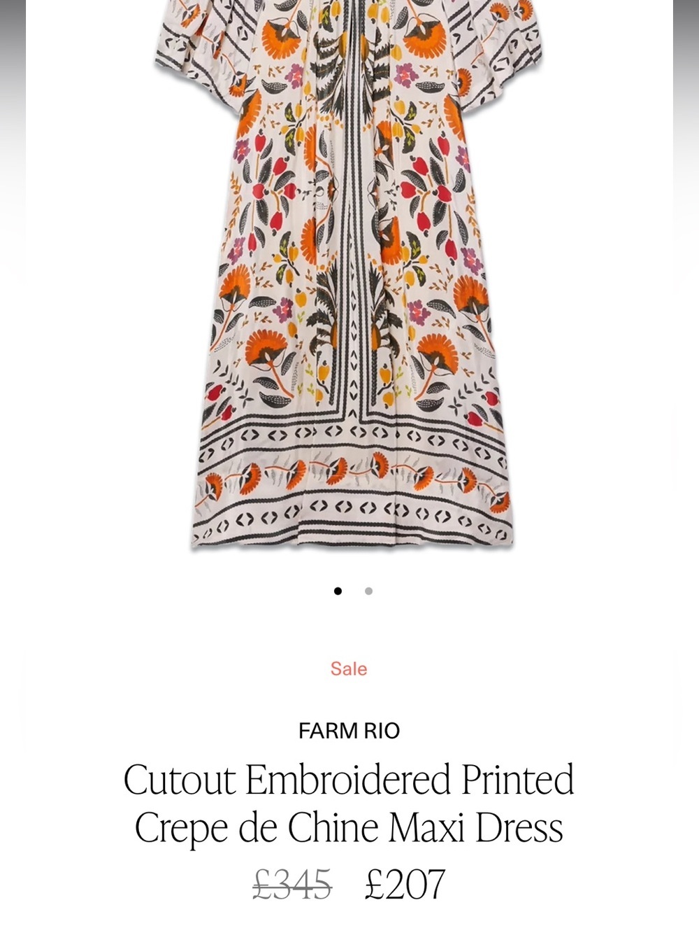 FARM RIO Cutout Embroidered Printed Crepe de Chine Maxi Dress - Picture 5 of 12